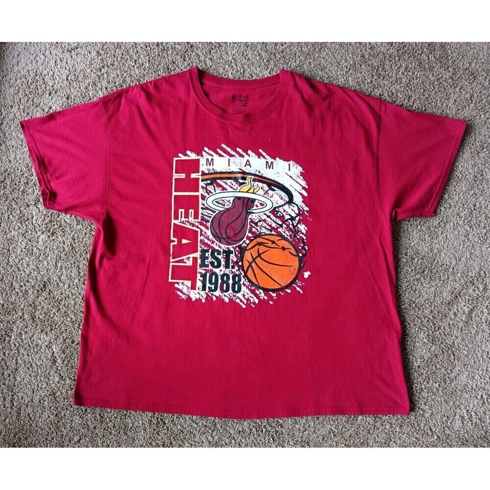 Miami Heat T-Shirt Men's Size 3XL Red  Short Sleeve